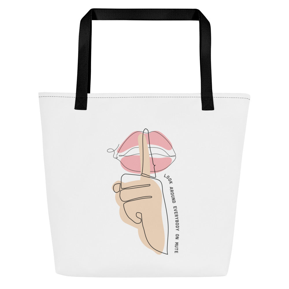 Mute Drawing All-Over Print Large Tote Bag