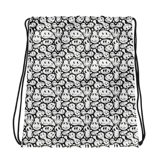Black & White Smiley Drawstring Bag FREE SHIPPING
